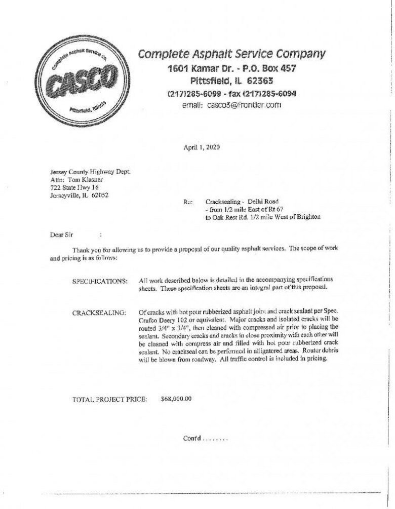 Complete Asphalt Service Proposal - 2020 Pg. 1